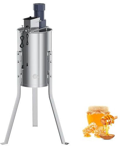 GarveeLife Elektrischer Honigschleuder, 3 Rahmen, Edelstahl Wabenspinner mit transparentem Deckel, Imkerei Imkerei Zentrifuge Ausrüstung für Honiggewinnung, höhenverstellbar, langlebig & effizient