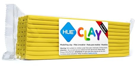 HUE Clay (ex-Newplast) 500g, Jaune – pâte à Modeler Non séchante | A base d’huile, Texture ferme, Réutilisable, Pour animation en Stop Motion, loisirs créatifs et sculpture