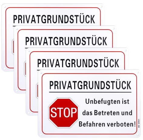 4 Stück Privatgrundstück Schilder Aluminium Reflektierend 20x30 cm, Schild Privatgrundstück Parken Verboten Privatgrundstück Betreten Verboten Schild mit Bohrlöcher, Wasserfest, Rostfrei