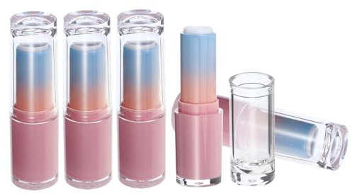 CALLARON Durchsichtige Lippenstifthülsen mit Farbverlauf 5 Stück Nachfüllbare Lippenbalsam Tuben Kunststoff Dicht Reise Selbstgemacht Kosmetikbehälter