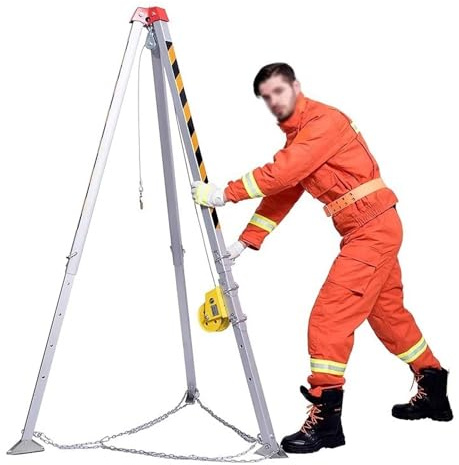 Notfall-Rettungsstativ, Notfall-Rettungsstativ-Set mit Winde für Rettung auf engstem Raum, Brandbekämpfung, Heben mit hoher Kapazität, Sicherheitsausrüstung für Profis, langlebige und tragba