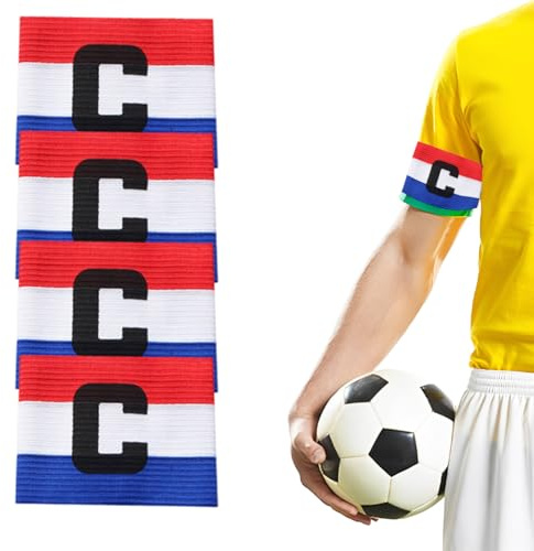 KEMUZ 4 Stück Kapitänsbinde Fussball, Für Jungen, Männer Und Mädchen, Viele Sportarten,Kapitänsbinde Kinder,Kapitänsbinde Kinder,Elastisch,(Frankreich)