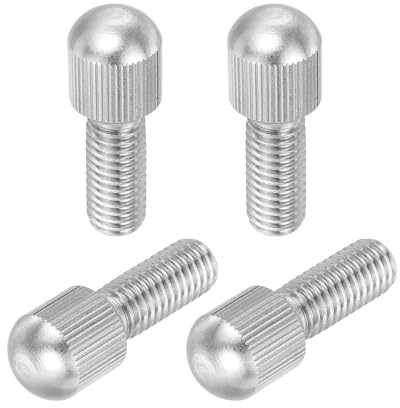sourcing map Lot de 4 petites vis moletées M8 x 20 mm en acier inoxydable 304 mâle à tête plate avec filetage moleté pour éclairage domestique, électronique, machine (argent)