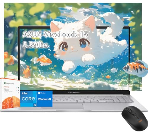 ASUS Vivobook 15inch Laptop - Intel Core i5 120U Beat AMD Ryzen 7 4800U - 16GB RAM -512GB SSD -15.6 FHD Display- Windows 11 Office365 Included -Computadora Portátil - College Students School