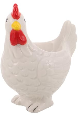 SUPVOX Huevera de Cerámica en Forma de Gallina 3d, Soporte Reutilizable para Huevos Pasados por Agua y Porta Huevos de Gallina Adecuado para Desayuno y Decoración de Pascua