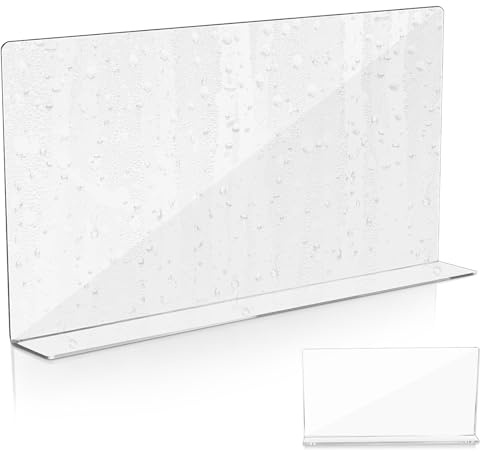 SHINEOFI Acrylic Sink Splash Guard 40x5x21cm Anti-Splashing Baffle Board for Kitchen and Bathroom Sinks, High Edge Water Splash Protection for Countertops