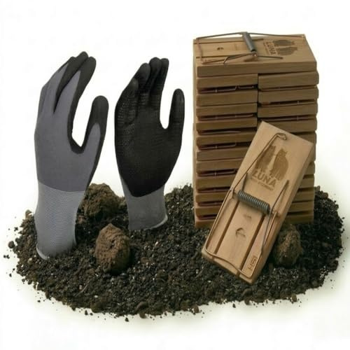 20x Profi Rattenfalle Set Made IN Germany – Inkl. FlexGrip Arbeitshandschuhe – Luna Schlagfalle PEFC Buchenholz – Schlagstarke Rattenbekämpfung & Abwehr – Nagetierfalle für Innen & Outdoor – Giftfrei