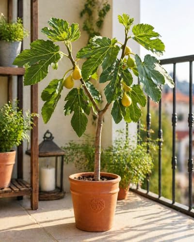 Ficus carica ‘Cuello de Dama Blanca’ Feigenbaum 70–100 cm – winterharte echte Feige, süßer Ertrag, ideal für Garten, Terrasse & Balkon, pflegeleicht, mediterraner Obstbaum
