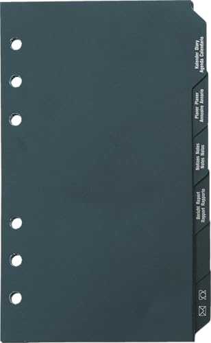 rido/idé 7066802 Kalender-Register aus Hartfolie schwarz für Timer Filius/Timing 2, 6-teilig