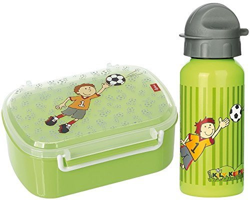 Sigikid Brotdose 24781 und Trinkflasche Fußball Kily Keeper 24795 Geschenkset für Kindergartenkinder oder ABC Schützen