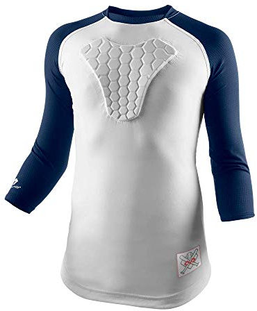 McDavid Youth HEX Sternum Raglan 3/4 Sleeve Shirt (Medium, Navy)