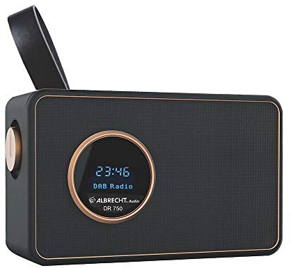 Albrecht DR750 DAB+/UKW Henkelradio, 27750, tragbares Digitalradio mit kristallklarem Klang mit integriertem Akku oder Netzbetrieb, Musikstreaming via Smartphone möglich, Farbe: schwarz
