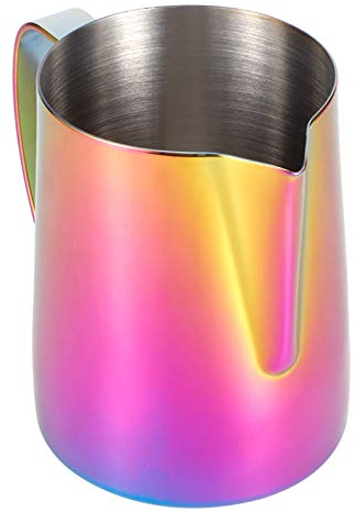 600 ml Edelstahl-Milchkännchen, 21 Unzen, bunter Milchaufschäumkrug, Dampfkrug, Milchkännchen, Latte-Art-Tasse, Barista-Werkzeug, Espressomaschine, Zubehör, Milchaufschäumkrug, Kaffeeaufschäumbecher
