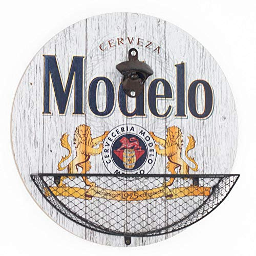 American Art Decor Bottle Opener & Cap Catcher - Wall-Mounted Wooden Beer Cap Collector - Room Decor Accessories for Bar, Man Cave, Garage, Game Room & More (Modelo)