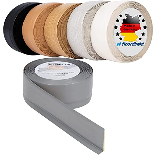 Floordirekt | Oslo | Plinthe Souple autoadhésive PVC | Montage Facile, découpable sur Mesure | Qualité fabriqué en Allemagne | Noir, Hauteur 50 mm, Largeur 15 mm, Longueur 15 Mètres