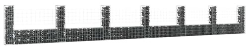 Gecheer Panier gabion en forme de U avec 2 poteaux en fer, 740 x 20 x 100 cm, gabion décoratif pour jardinage, aménagement paysager, confidentialité