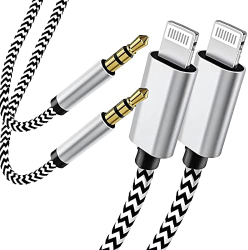 Aux Cord for iPhone 3.3Ft,[Apple MFi Certified] Lightning to 3.5mm Aux Audio Nylon Braided Cable Compatible with iPhone14/13/12/11/XS/XR/X 8 7 6/iPad/iPod to Car/Home Stereo, Speaker,Headphone All iOS