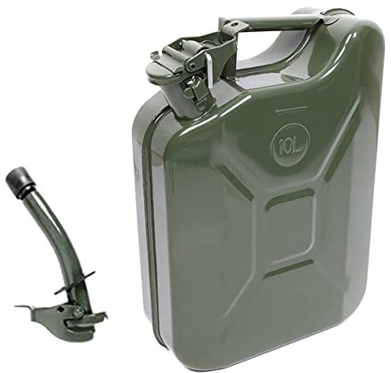 Benzinkanister aus Metall | 10 Liter Rostfreier Stahl Kraftstoff-Kanister mit Ausgießer Fuel Can, Benzinkanister Für Benzin, Diesel, Motoröl Usw, Reservekanister Container-Backup Edelstahl-Gasdosen