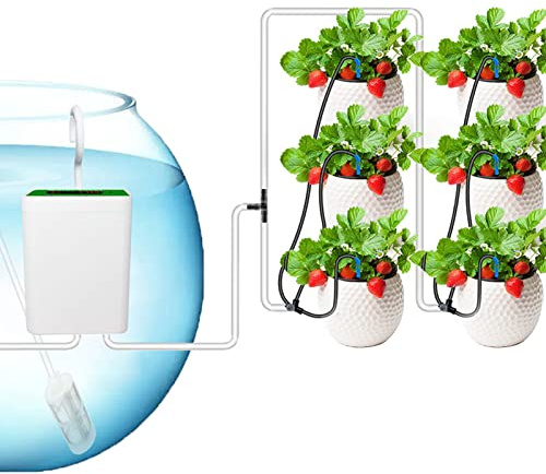 Automatisches Bewässerungssystem für Indoor Bewässerungssystem Balkon Pflanzen Bewässerungssystem,30-Tage Timer Setting für bis zu 12 Zimmerpflanzen mit Wasserpumpe Blumenbeet,Terrasse Topfpflanzen