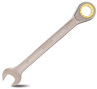 Meccion Professionell Maul-Ringratschenschlüssel 16mm Chrom Vanadium Stahl Geschmiedet Ratschen Ringmaulschlüssel mit Schwarzer Vernickelung