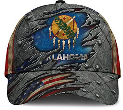 501 Outdoor Hut Oklahoma Us-Flagge, Stolze Patriotische Geschenkidee Zum Unabhängigkeitstag Am 4. Juli Unisex Baseball Kappe Mütze Vintage Verstellbar Baseballmütze Für Laufen Kletter
