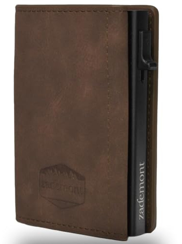 zademont Geldbörse Herren mit Münzfach | Portmonee | Slim Wallet mit Kartenetui | Geldbeutel zum Verschenken | Elegante Brieftasche (Dark Brown)