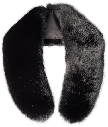 xiatty Damen Kunstfell-Kragen-Schal für den Winter, Halswärmer, Schal wie echter Pelz, Größe XL, Schwarz, Large