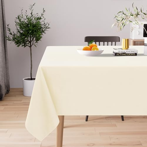 Homaxy Tischdecke Abwaschbar Lotuseffekt Rechteckig 130 x 160 cm Tischtuch Wasserabweisend Tafeldecke Abwischbare aus Polyester Schmutzabweisend Pflegeleicht für Küche Party, Beige