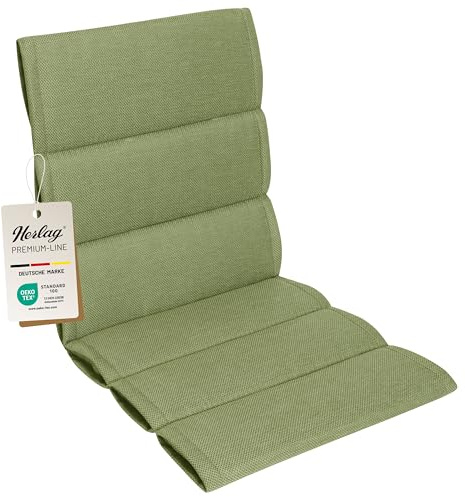Herlag Niederlehner-Polsterauflage Linnea 103x50x3cm | Gartenmöbelauflage Mehrfachsteppung | Stuhlauflage für Niedriglehner | Premium-Line | Öko Tex 100 | 1 Polster | Oliv