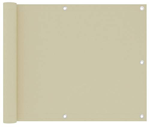 Gecheer Balkon Sichtschutz UV-Schutz Balkonabdeckung Balkonverkleidung Balkonumspannungen Creme 75x300 cm Oxford-Gewebe