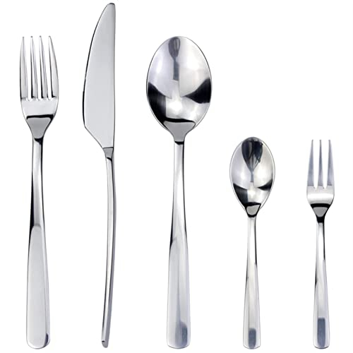 EQQHJL Confezioni Set di Posate 30 Pezzi Set di Posate 5 in 1 in Acciaio Inossidabile Lucido A Specchio Coltello Piatto da Cena Forchetta da Dessert Posate Stoviglie Utensili in Acciaio Inossidabile