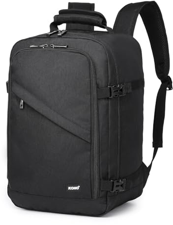 Kono Bolsa de mano de 40 x 20 x 25 cm, mochila de mano pequeña de viaje, mochila impermeable para debajo del asiento (negro), Black, 40x20x25 cm, Mochila de cabina