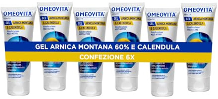 OMEOVITA HEALTH - GEL ARNICA MONTANA 60% E CALENDULA | Effetto Calmante, Dona Sollievo alle Zone Cutanee Interessate da Traumi, Ematomi e Contusioni, 6 x 75 ml