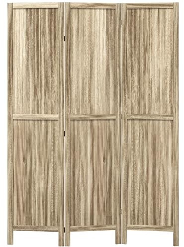 HOMCOM Paravent en Bois de Paulownia 3 Panneaux 120 x 170 cm séparateur de pièce cloison de séparation Pliable - Naturel