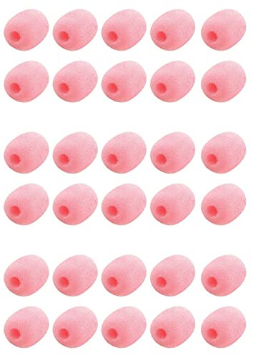 VENOAL 30 Stück Headset Mikrofon Windschutz Mikrofon Schwamm Schaum Abdeckung Mini Größe Lavalier Mikrofon Windschutz Rosa