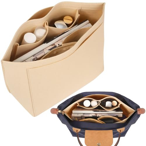 Tonsunul Taschenorganizer für Longchamp Organizer L,Beige L Taschen Organizer,Taschenorganizer Shopper Multifunktionalen Taschen Großes Fassungsvermögen Geschenke für Fraue