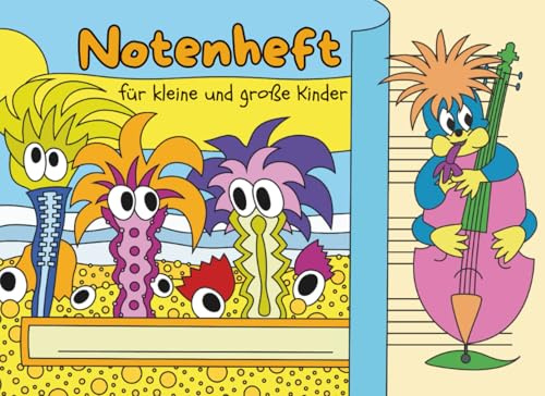 Notenheft für kleine und große Kinder | Große Linien: Mit 4 Systemen pro Blatt | A5 Querformat | 68 Seiten | Mit dem angenehmen cremefarbigen Papierton