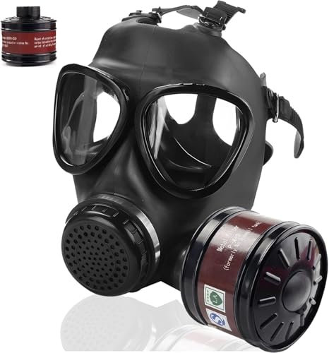 Maschere Antigas per La Sopravvivenza Contro Agenti Nucleari e Chimici, Maschera Antipolvere con Filtro a Carbone Attivo Da 40mm, Maschera Respiratoria a Pieno Facciale per Sostanze Chimiche,Gas