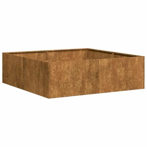 vidaXL Jardinera oxidada Acero corten 100x100x30 cm, macetero, Soporte para Plantas, lecho Elevado, Soporte para jardineras, Bandeja para Plantas
