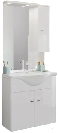 SAVINI DUE Mobile bagno a terra con specchiera e lavabo integrato modello seria 75 cm composizione completa