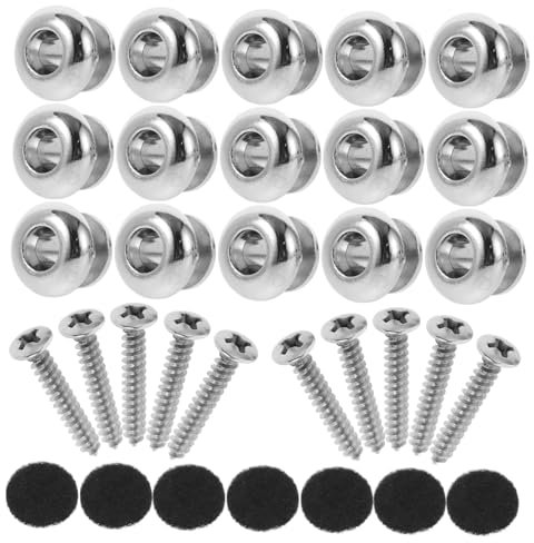 JOINPAYA Gitarrengurtknöpfe 30 Stück Design Silber für Elektrische und Akustische Gitarren Langlebig mit Schrauben und Filzpads