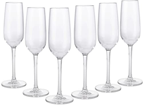 JMIATRY Plastic Champagne Flutes Set of 6, 200ml/7oz Plastic Flutes, Clear Champagne Glasses Great for Wedding, Christmas, Birthday Party and Daily Use