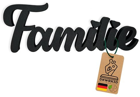 Familie Schriftzug - Family Aufsteller - Deko - Home Schild Moderne - Wohnzimmer Dekoration zum hinstellen - Wohndekoration Flur - Regal Figur - Deko für zu Hause aus Kunststoff