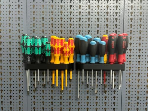 Doppel Schraubendreher Halterung für Lochwand passend für Küpper Lochwand und Eurolochung 45 mm Eurolochwand - Alle Lochwände - Systemhalter - Lochwand Zubehör - Werkzeugwand (2x Schraubendreher)