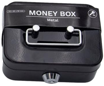 Kleine Geldkassette, Tablett und Schlüsselschloss, Metallmünze, Piggy Bank, kleine Sicherheitsbox für Kinder und Erwachsene, Münzsammlung, Büro zu Hause, Bank