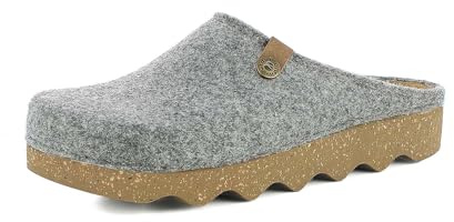 inblu Pantofole Donna Plantare in Pelle Imbottito e Suola Ecofriends, Argento, Nero, 38 EU