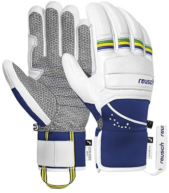 Reusch Lucas Braathen, guanti da sci unisex, impermeabili e antivento, con pelle di capra, imbottitura alla caviglia e alle dita, caldi, traspiranti, robusti