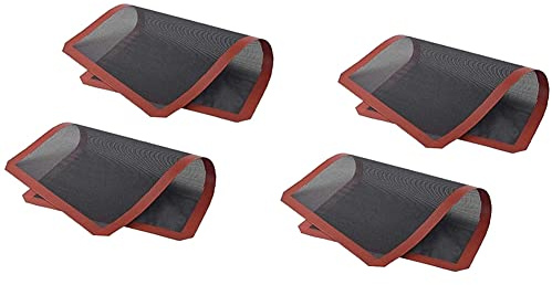 Janasiba Lot de 4 tapis de cuisson en silicone perforé anti-adhésif pour four - Tapis de cuisson au four - Double face disponible