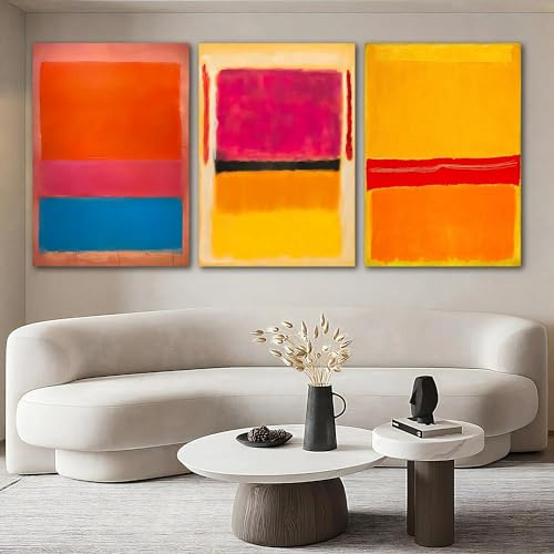 Mark Rothko, klassische abstrakte Kunst, Poster, Drucke, Leinwandbild, Wandkunst, Gemälde für Wohnzimmer, moderne Wohnkultur (50 x 70 cm/3-teilig, rahmenlos)