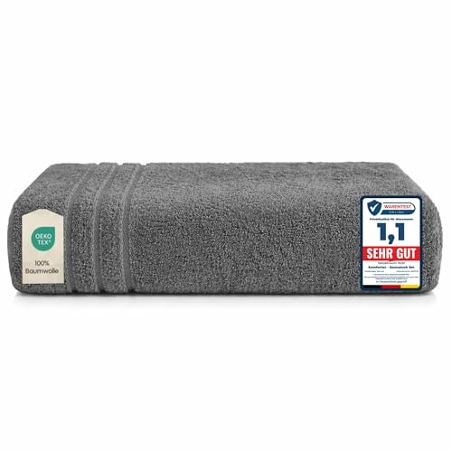 Komfortec Telo Bagno 100x200 cm 100% Cotone, Telo Sauna XXL, Morbido e Assorbente, Spugna, Asciugatura Rapida, Grigio Antracite